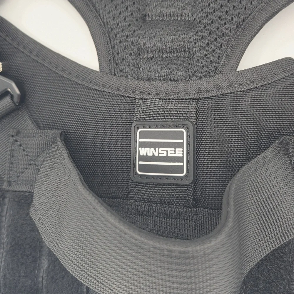 WINSEE Tactical Dog Harness And Leash Set Black Medium Emotional Support Service